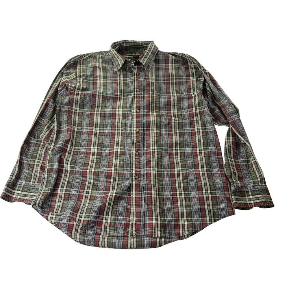 Knights of the Round Table Men's Plaid Button Front Shirt Large Red Green Blue